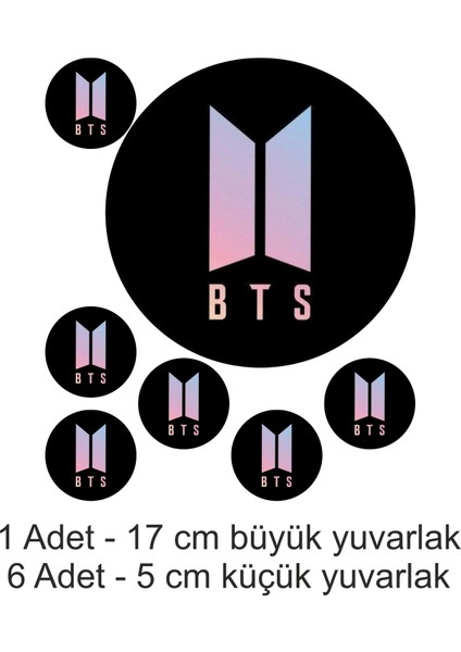 Bts 7 Adet Yenilebilir Süsü Pasta Kurabiye Cupcake Üzeri Şeker Hamuru Kağıt Baskısı