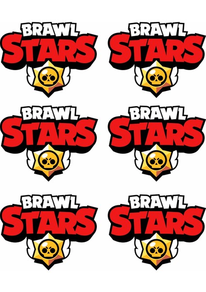 Brawl Star Logosu 6 Adet 7 x 9 cm Yenilebilir Pasta Süsü Kurabiye Cupcake Şeker Hamuru Kağıt Baskısı