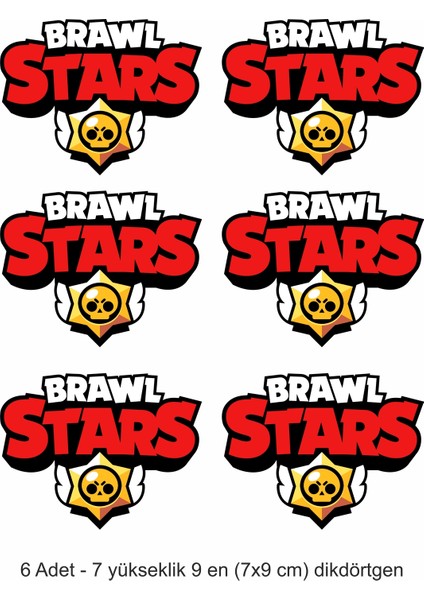 Brawl Star Logosu 6 Adet 7 x 9 cm Yenilebilir Pasta Süsü Kurabiye Cupcake Şeker Hamuru Kağıt Baskısı