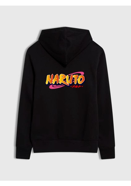 Anime Naruto Ön ve Arka Baskılı Siyah Sweatshirt Hoodie
