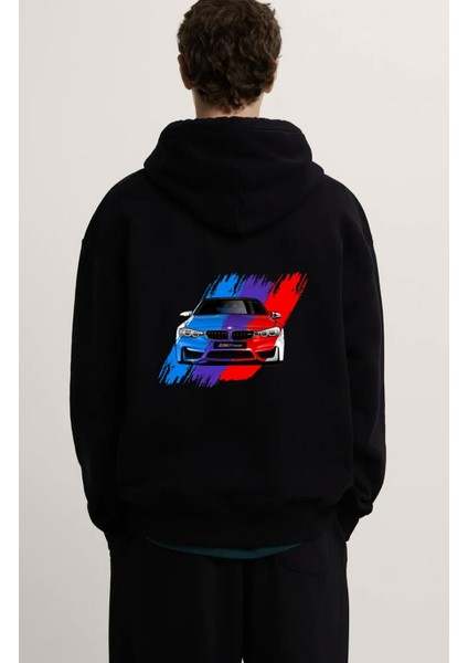 Bmw F30 Ön Arka Baskılı Özel Tasarım Siyah Sweatshirt Hoodie