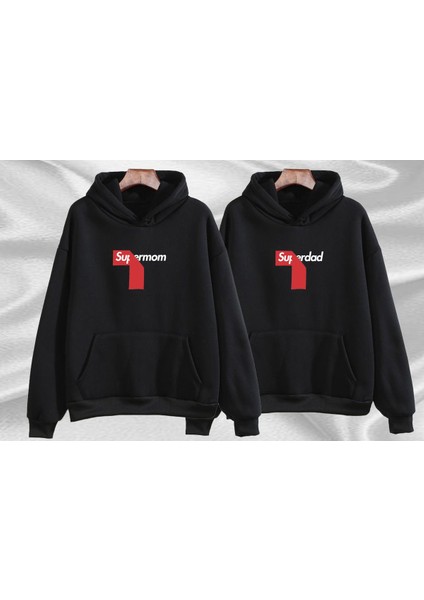 Süper Anne Süper Baba Baskılı 2 Adet Sweatshirt