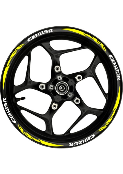 CB125R Beyaz Yazılı Sarı Pençe Şeritli CLK-182