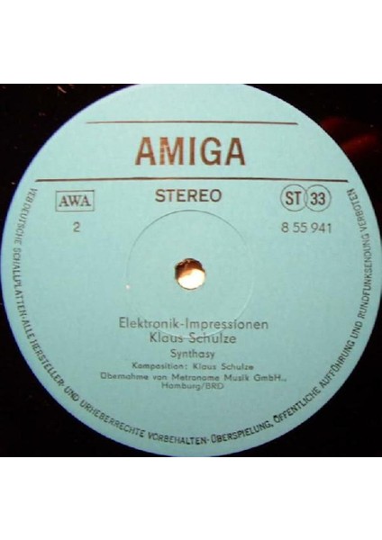 Ali The Stereo Elektronik-Impressionen - Klaus Schulze –  Ambient Vinly Plak Alithestereo