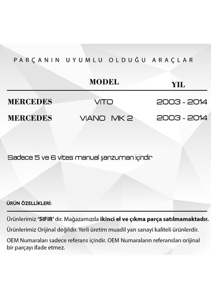 Mercedes W639,VITO,VIANO Için Vites Tamir Burcu