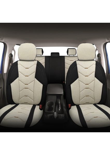 Verita Elegance Serisi - Nissan Primera ile Uyumlu Koltuk Kılıfı, Keten-Deri / Krem indirimleri