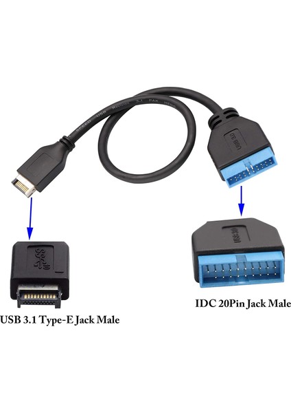 5076 USB 3.1 Type-E Male To USB 3.0 19 20 Pin Dişi Uzatma Kablosu