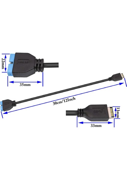 5076 USB 3.1 Type-E Male To USB 3.0 19 20 Pin Dişi Uzatma Kablosu