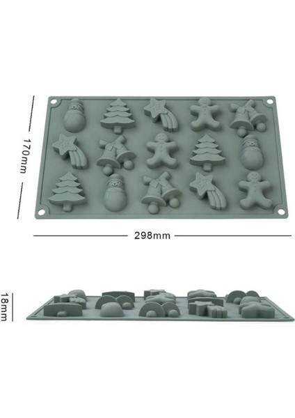 Medy Pratik Silikon Yılbaşı Temalı 15'li Kek, Çikolata, Mum, Sabun Kalıbı