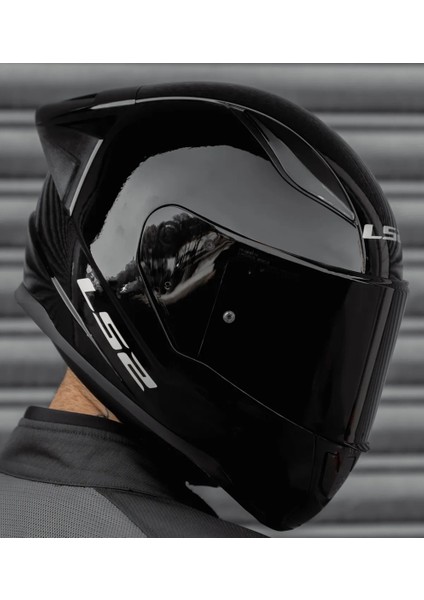 Rapıd 2 Race Parlak Siyah Full Face Motosiklet Kaskı Siyah Camlı