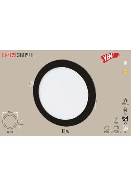 Ct 5129 18W Siyah Kasa LED Spot Günışığı 3000K
