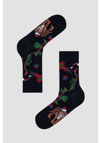 New Year Animal Siyah 2li Soket Çorap