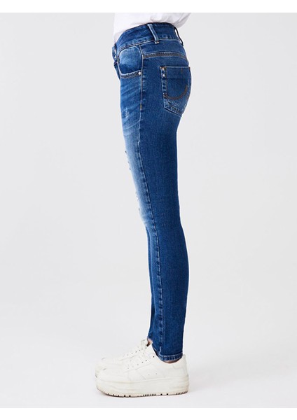 Kadın Molly M Dar Paça Orta Bel Jean Pantolon fırsatları