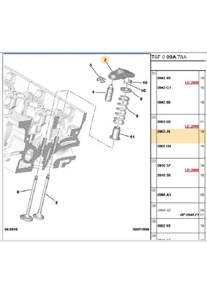 Piyano Tuşu 307 407 C5 Iı Expert Iıı DW10 (50006096-0903J4)