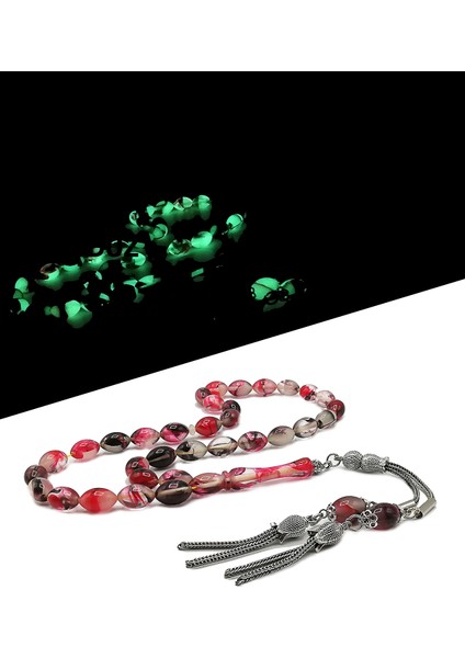 Hareli Kedigözü Tesbih Fosforlu Toz Kehribar Tespih