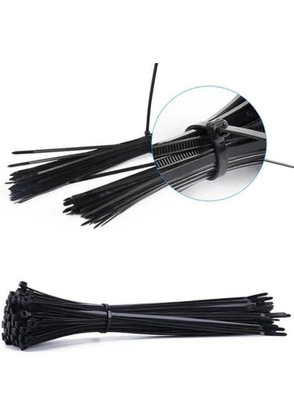 Siyah Kablo Bağı Plastik Cırt Kelepçe 3.6X150 mm 15 cm (100 Adet)