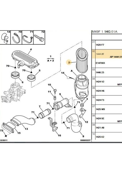 Hava Filtresi 106-SAXO-306 1.4 8V-1.6 8V TU5JP-TU3JP (BRS14403-1444.ST)