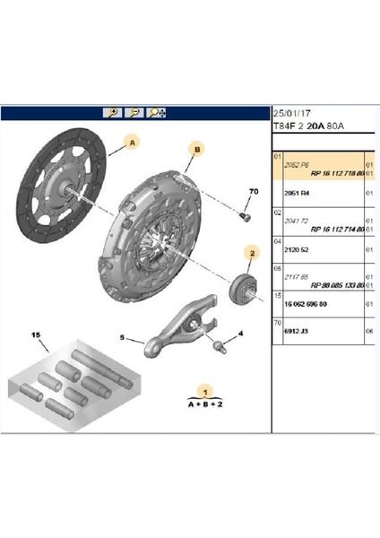 Debriyaj Seti 308 3008 407 508 5008 807 Rcz Expert Picasso C5 Ds4 Ds5 Jumpy DW10 (1611271880-2052P6)