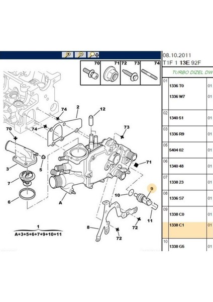 Hararet Müşürü 206 307 406 Dv4 DW10(TS10277-1338.C1)