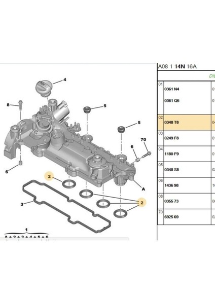 Emme Manifold Oring Takımı Cmax Focus Dw6 206 307 (KAY195-ERC148)