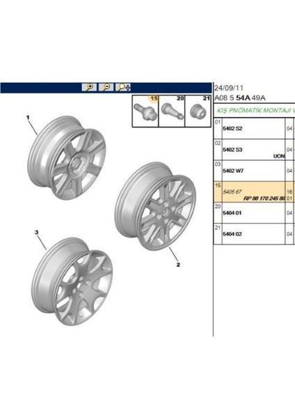 Bijon C2-C3-C4-106-206-301-307-PARTNER Tepee (9817024580-540567-9817024580)