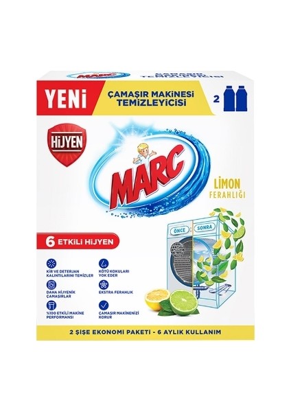 4'lü Çamaşır Makinesi Temizleyici Limon 2X250 ml