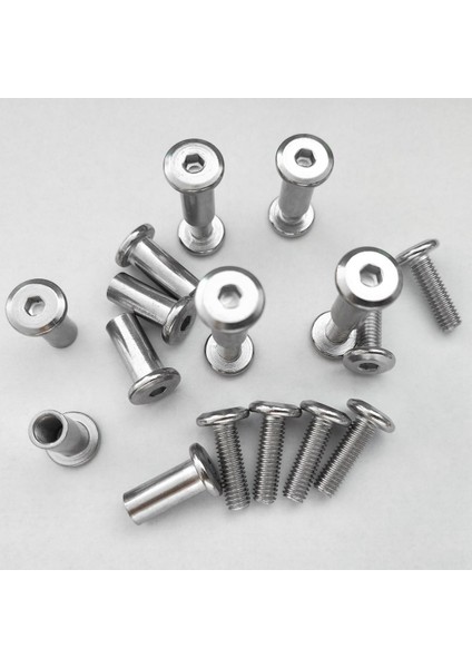 Bağlama Vidaları-10 x Tek Vida (M6 x 20MM) 10 x Çift Kilitli Somun (M6 x 18MM)-GÜMÜŞ (Yurt Dışından)