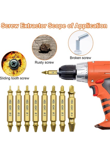 Kolayca Sökmek Için 8 Adet Hasarlı Vida Çıkarıcı Kiti Ortak Boyut (Yurt Dışından)