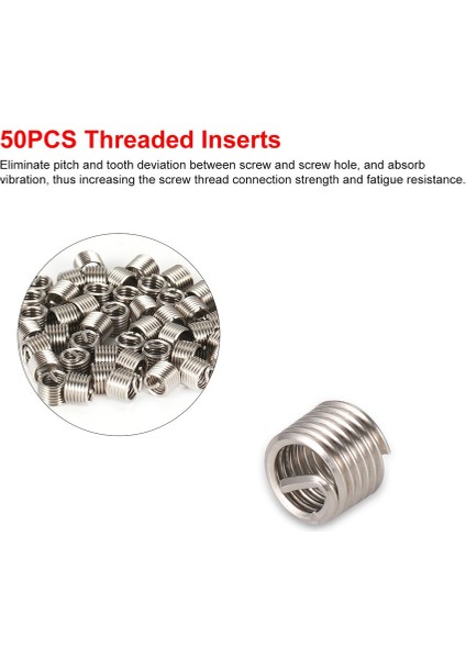 50PCS Dişli Ekler M6 1.0 1.5d Paslanmaz Çelik Helicoil Aletler Vida Kolu - Gümüş (Yurt Dışından) modelleri