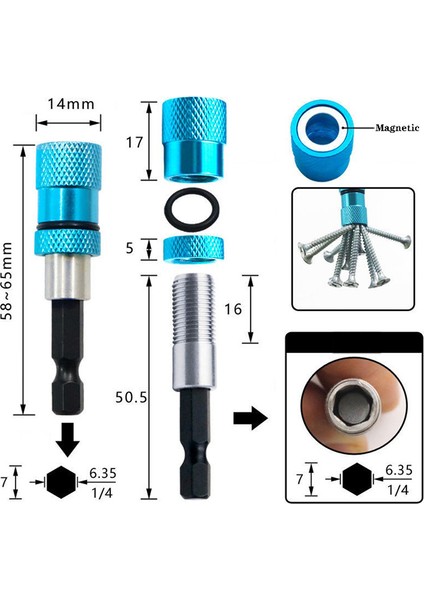 Gjcute 1 Adet Ayarlanabilir Vida Derinliği Manyetik Tornavida Bit Tutucu 1/4 Inç Altıgen Sürücü (Yurt Dışından) modelleri