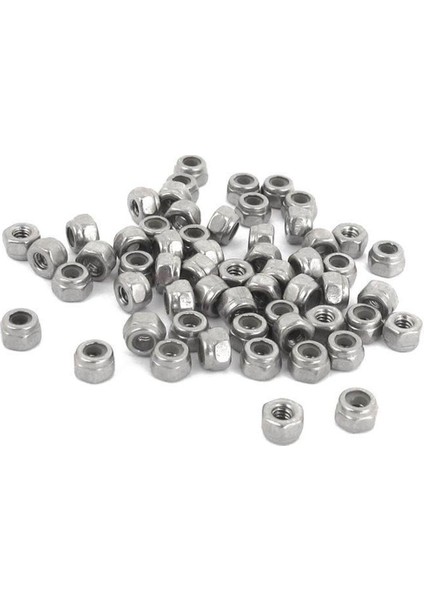 50 Adet M2 Çinko Kaplama Kendinden Kilitli Naylon Ekleme Altıgen Kilit Somunları (Yurt Dışından)