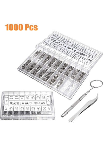Takım Gözlük Tamir Kiti 1000 Adet Gözlük Vidaları ve 6 Adet Tornavida Gözlük Vidası Tamir Kiti Gözlük Için (Yurt Dışından) fırsatları
