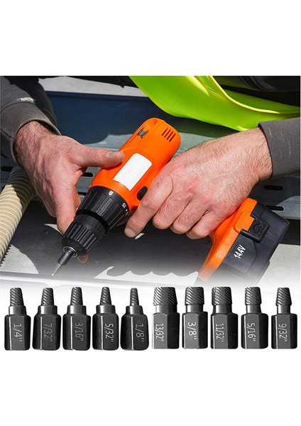 Yükseltme Vida Çıkarıcı Seti, 10 Adet 3.2-10.3mm Pas Hasarlı Cıvatalar Için Ağır Hizmet Altıgen Başlı Vida Çıkarıcı Seti (Yurt Dışından)
