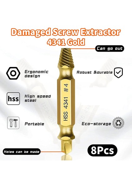 Kolayca Sökmek Için 8 Adet Hasarlı Vida Çıkarıcı Kiti Ortak Boyut (Yurt Dışından) fırsatları