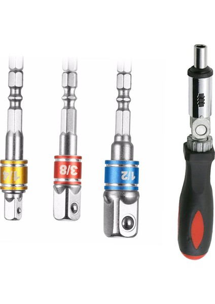 Adet 0-180 Derece Çok Fonksiyonlu Cırcırlı Tornavida 1/4 Inç Iç Altıgen ve 1 Takım/3 Adet Hex Matkap Güç Bit Soket Sürücü Adaptörü Uzatma 1/4 Inç 3/8 Inç 1/2 Inç (Yurt Dışından) fırsatları