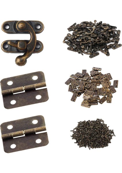 Küçük Kutu Menteşeleri Bronz Antika Sağ Mandalı Kanca Çile Menteşeler ve Vidalar ile Ahşap Mücevher Kutusu Hediye Yakalama Kilit Kanca (Yurt Dışından)