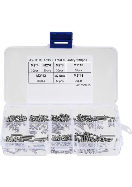230 Adet M2 304 Paslanmaz Çelik Altıgen Soket Düğme Başlı Cıvata Vidalar Somun Kiti (Yurt Dışından) fiyatları
