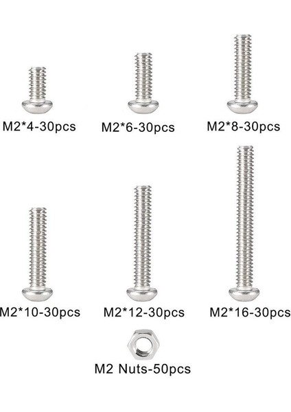 230 Adet M2 304 Paslanmaz Çelik Altıgen Soket Düğme Başlı Cıvata Vidalar Somun Kiti (Yurt Dışından) indirimleri