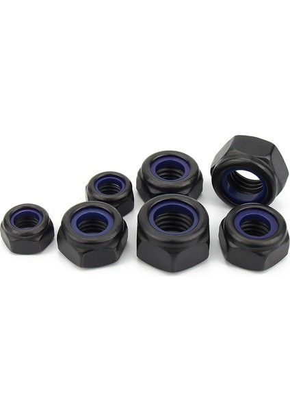 Gevşek Olmayan Kendinden Kilitli Somun Siyah 304 Paslanmaz Çelik Naylon Kaymaz Kilitleme Altıgen Vidalı Kapak M3M4M5M6M8M10 (Yurt Dışından)