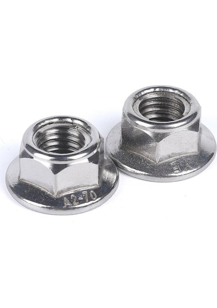 304 Paslanmaz Çelik Tamamen Metal Flanş Yüzeyi Kilitleme Altıgen Somun Kaymaz GB6187 Kendinden Kilitlemeli Vidalı Kapak M4-M12 (Yurt Dışından)