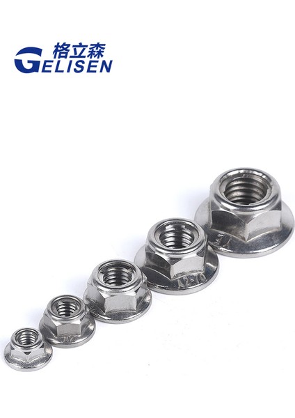 304 Paslanmaz Çelik Tamamen Metal Flanş Yüzeyi Kilitleme Altıgen Somun Kaymaz GB6187 Kendinden Kilitlemeli Vidalı Kapak M4-M12 (Yurt Dışından) modelleri