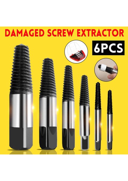 【ayak Izi】 6 Adet Vida Çıkarıcı Merkezi Matkap Uçları Kılavuz Seti Kırık Hasarlı Cıvata Sökücü Sökme Hızı Kolay Set (Yurt Dışından)