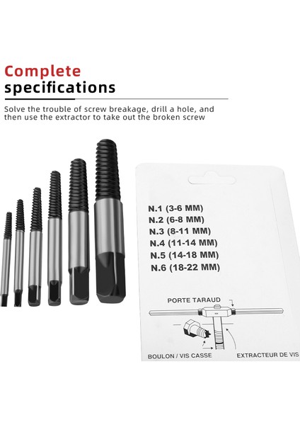 【ayak Izi】 6 Adet Vida Çıkarıcı Merkezi Matkap Uçları Kılavuz Seti Kırık Hasarlı Cıvata Sökücü Sökme Hızı Kolay Set (Yurt Dışından) fiyatları