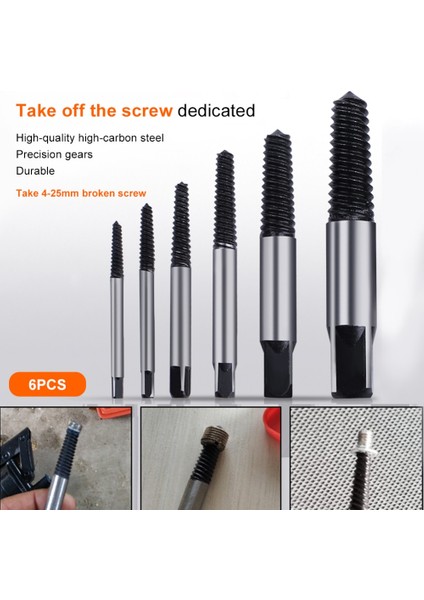【ayak Izi】 6 Adet Vida Çıkarıcı Merkezi Matkap Uçları Kılavuz Seti Kırık Hasarlı Cıvata Sökücü Sökme Hızı Kolay Set (Yurt Dışından) indirimleri
