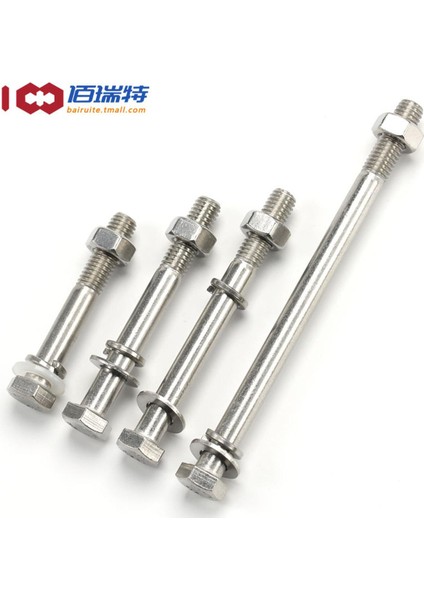 Promosyon 304 Paslanmaz Çelik Yarım Diş Dış Altıgen Vida Somunu Seti Aksesuarları Uzatma Cıvatası Düz Rondela Somunu M6-M12 (Yurt Dışından)