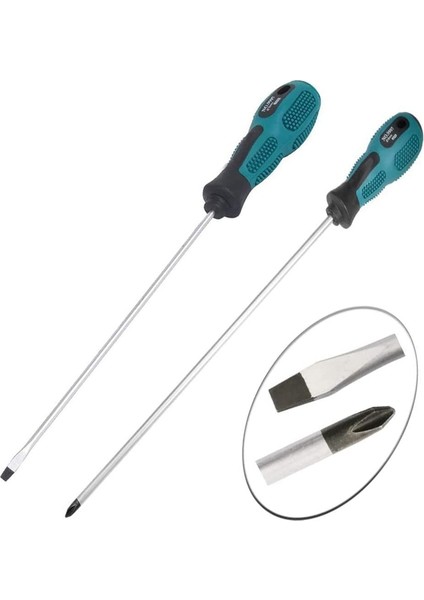 Paket 12 Inç Uzun Oluklu ve Phillips Tornavida Düz Bıçaklı Tornavida Kauçuk Saplı Manyetik Tornavida (Yurt Dışından) indirimleri