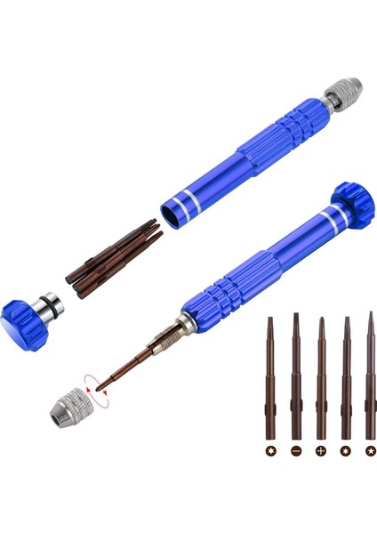 Tornavida Mini Tornavida Seti Gözlük, Güneş Gözlüğü, Saat, Bilgisayar Onarım Aracı Seti Için 5'i 1 Arada Çok Fonksiyonlu Tornavida (Yurt Dışından)