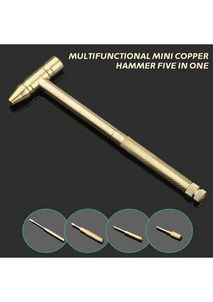 [sıcak] Yeni 6 In 1 Mikro Mini Çok Fonksiyonlu Çoklu Pirinç Çekiç 3 Çeşit Tornavida Uçları Cep Dıy Araçları Küçük Yuvarlak Çekiç 5 In 1 (Yurt Dışından)