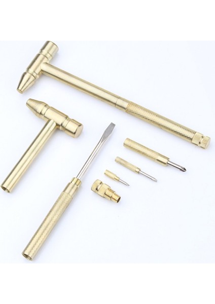 [sıcak] Yeni 6 In 1 Mikro Mini Çok Fonksiyonlu Çoklu Pirinç Çekiç 3 Çeşit Tornavida Uçları Cep Dıy Araçları Küçük Yuvarlak Çekiç 5 In 1 (Yurt Dışından) fırsatları