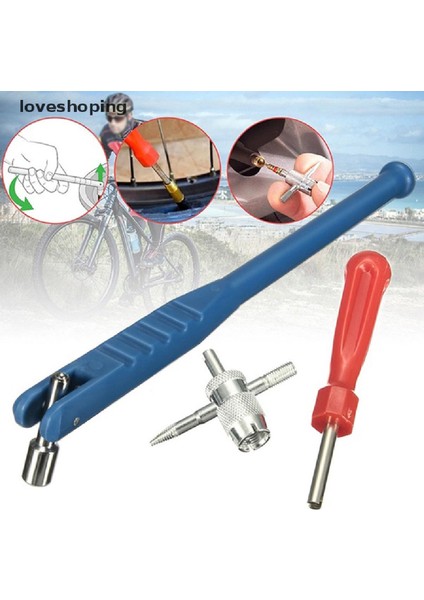 [loveshoping] Araba Motosiklet Kamyon Lastiği Supap Kök Çektirme Çekirdek Sökücü 4 Yollu Onarım Aracı Kiti Butik (Yurt Dışından)